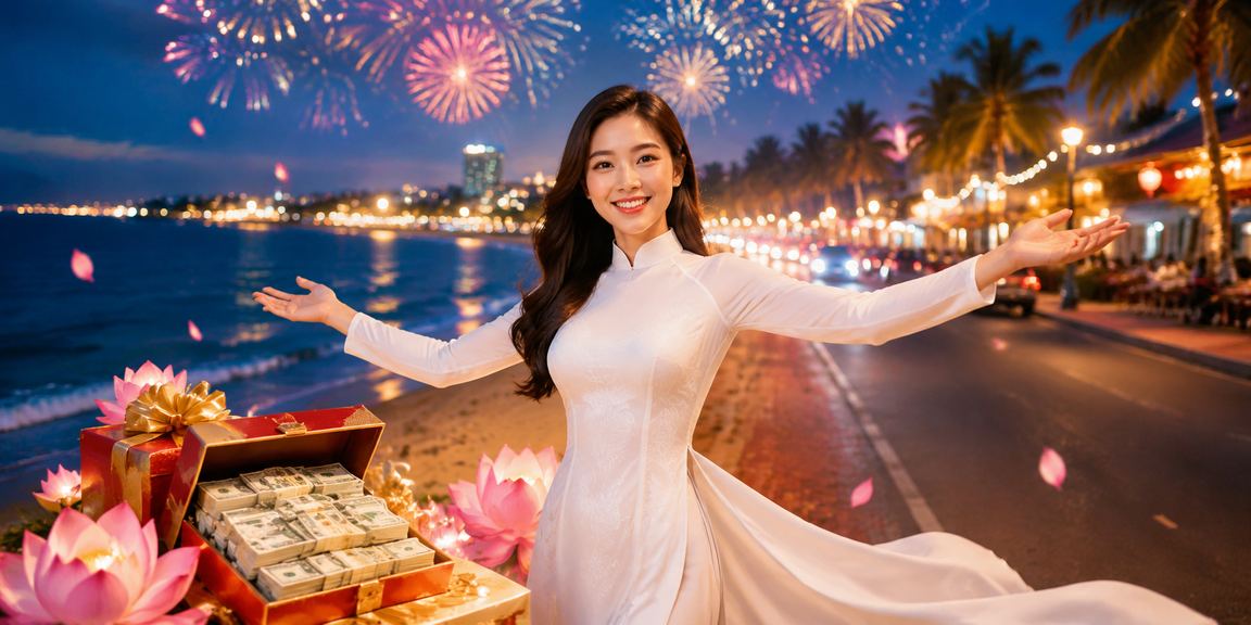 Khung cảnh cá cược thể thao tại Mũi Né với áo dài truyền thống